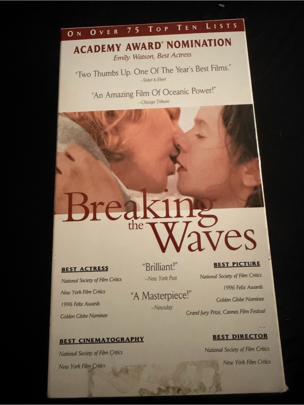 Breaking the Waves VHS Movie Back Cover - Black & Brown